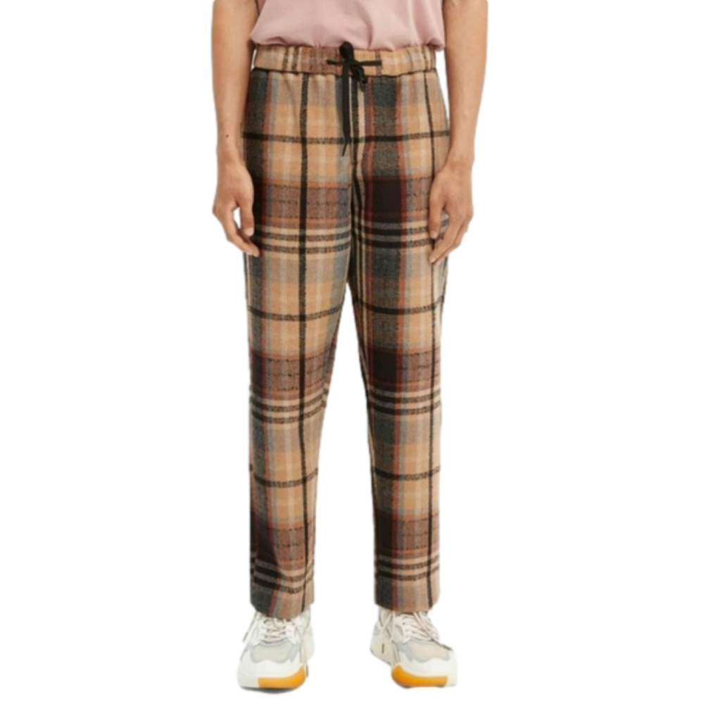 Scotch & Soda Fave Checked Tapered-fit Jogger L Beige / Black / Brown Plaid
